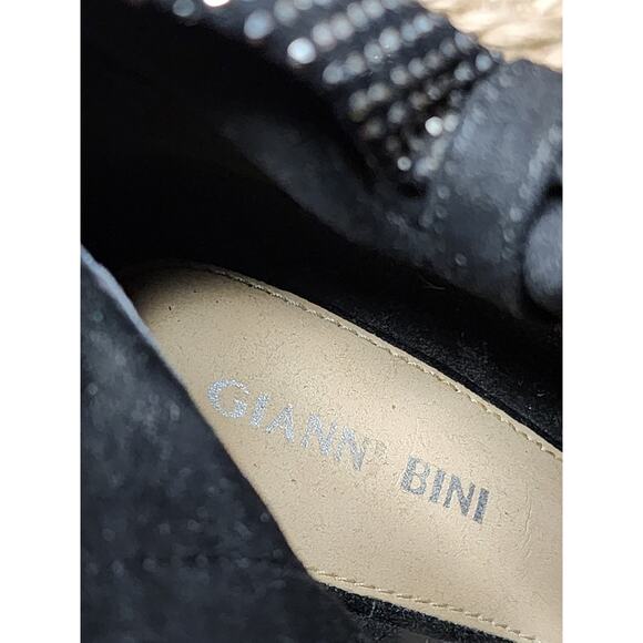 Gianni Bini Mareesha Black Silver Rhinestone Peep Toe Heeled Ankle Boots Sz. 7.5 - Picture 10 of 11